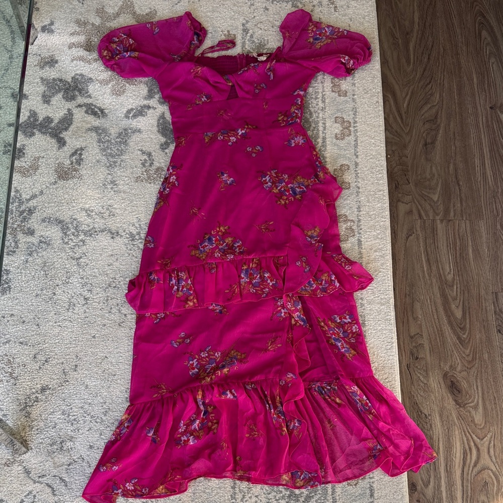 Wayf Fuchsia Floral Maxi Dress